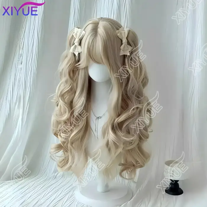 XIYUE perruque synthétique pour femmes Lolita clip-on style double queue de cheval