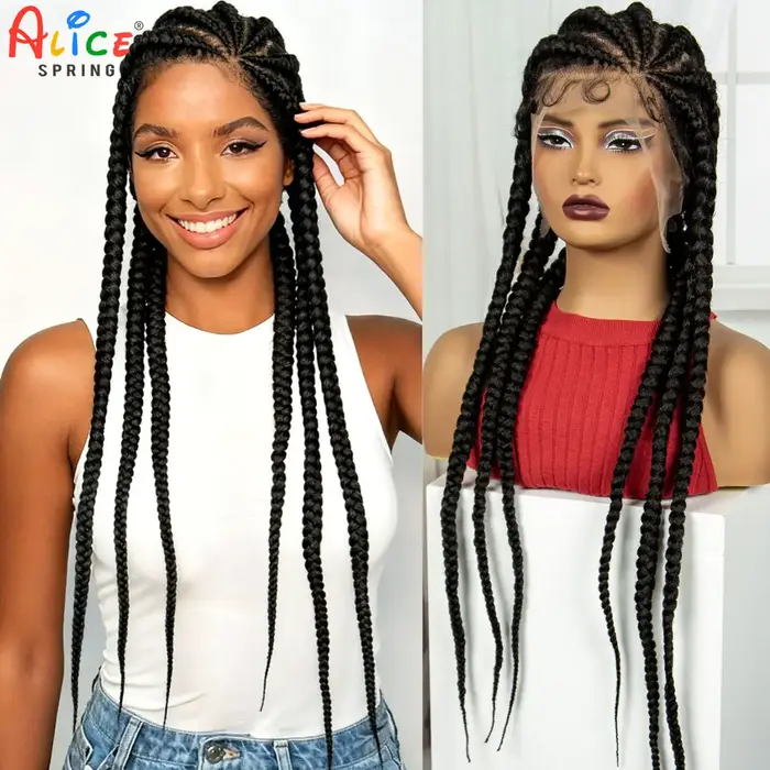 Perruques tressées synthétiques Cornrow avec cheveux de bébé