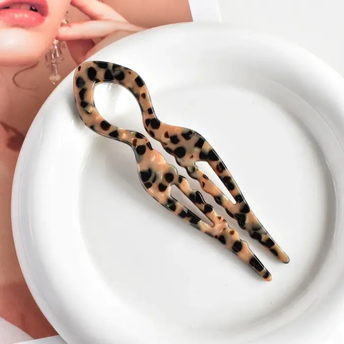 Épingle à cheveux en forme de U en forme de queue de poisson en acrylique