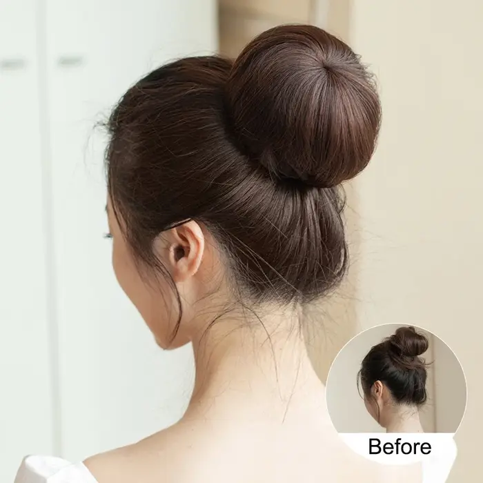Extension capillaire synthétique courte et lisse avec Clip, postiche noire et brune pour femmes