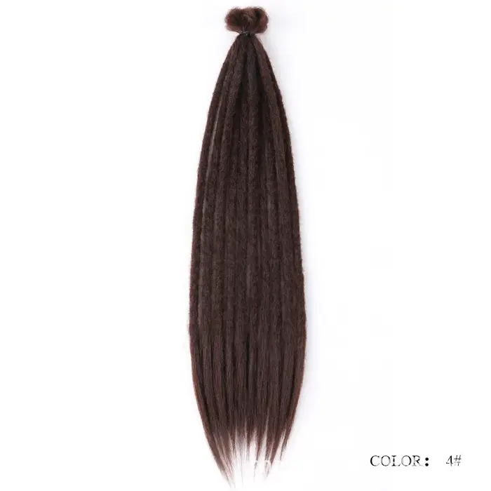 Extensions à clipser pour dreadlocks droits de 24 po | 10 brins | Cheveux synthétiques fins et d