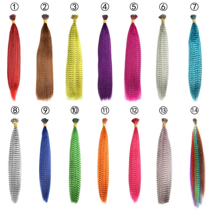 Extensions de cheveux en plumes synthétiques 16 pouces 50 brins/paquet