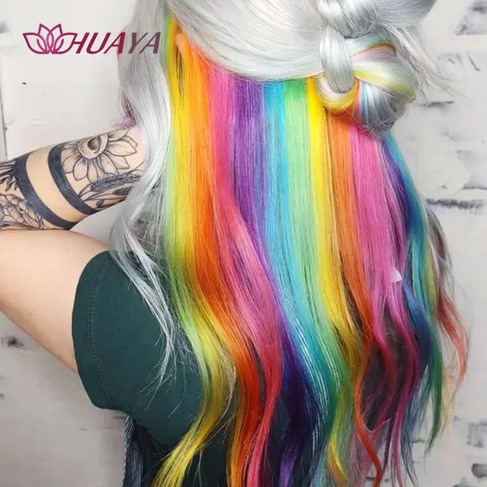 Extensions de Cheveux Synthétiques Longs et Lisses Colorés