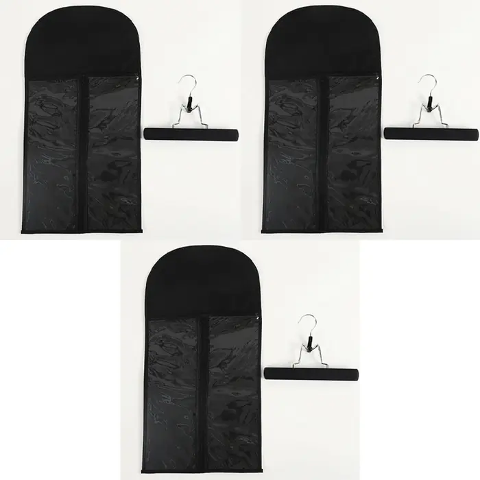 Sac de rangement portable noir pas cher pour perruques avec cintre