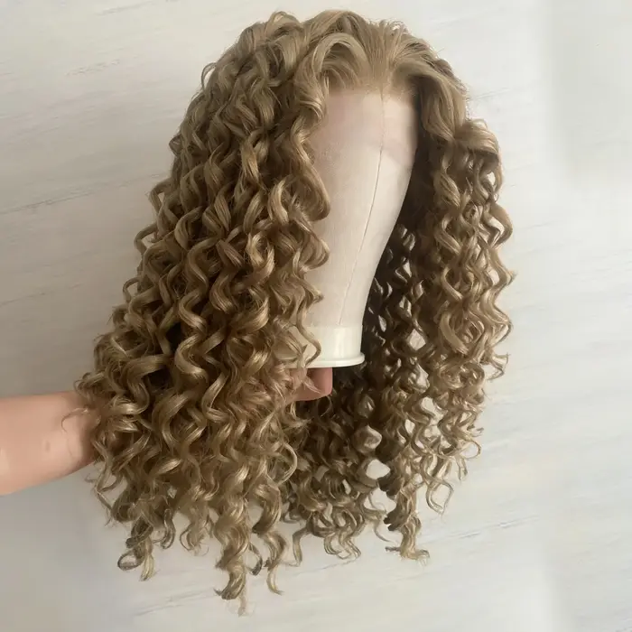 Perruques synthétiques bouclées blondes longues pour femmes