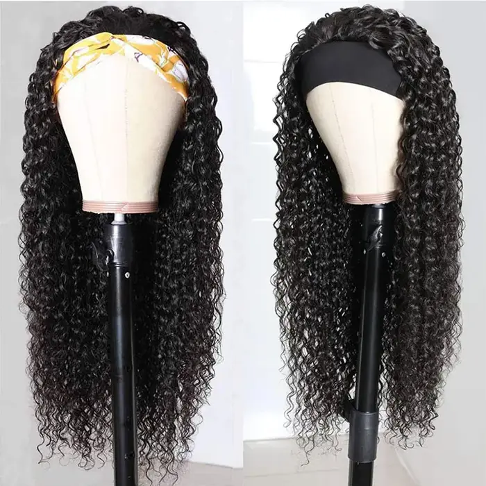 Bandeau perruque cheveux humains crépus bouclés sans colle