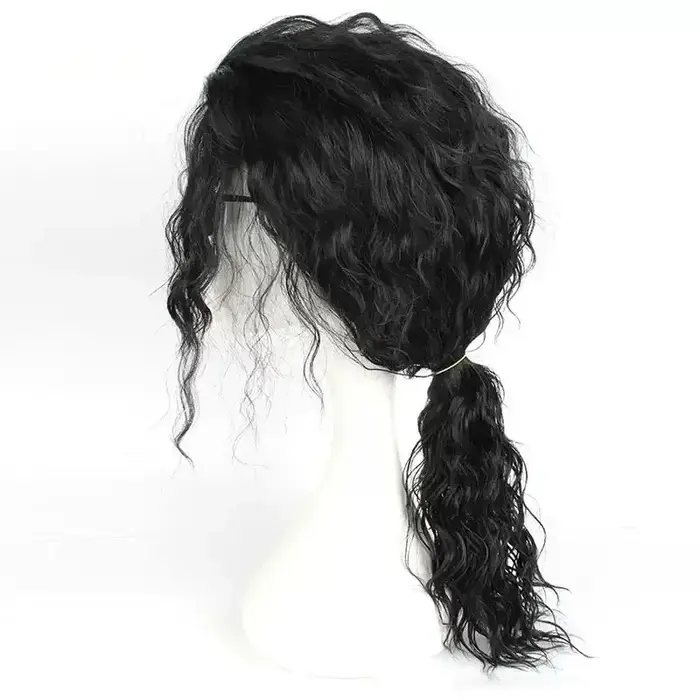 Perruque noire MJ Michael Cosplay, perruque bouclée mi-longue noire style Jackson Michael, perruque 