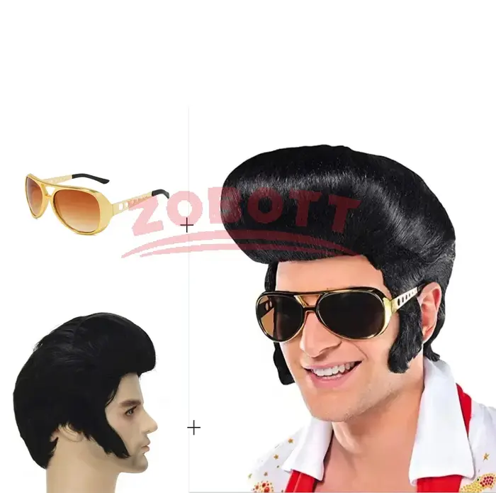Elvis Presley perruque lunettes hommes chanteurs de Rock Aron