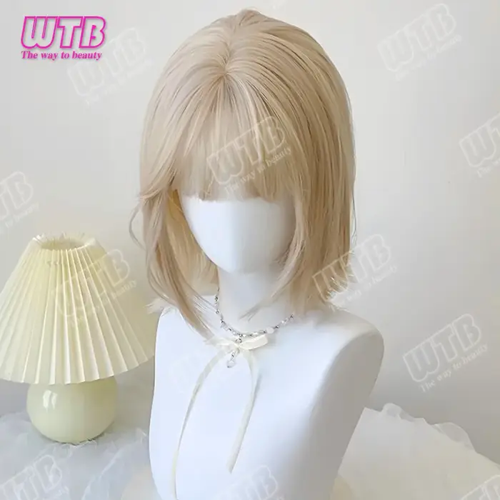 WTB Perruque synthétique beige style Lolita