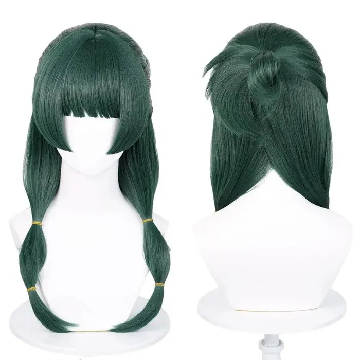 Perruque de Cosplay Anime Maomao, 50cm de long, vert foncé, perruques synthétiques résistantes à la 