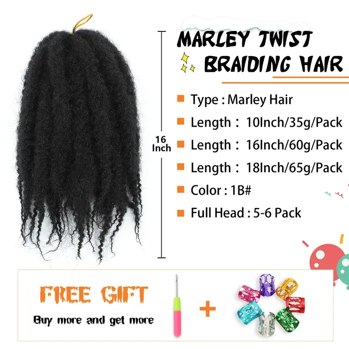 Cheveux à tresser Marley Twist 10-18 pouces