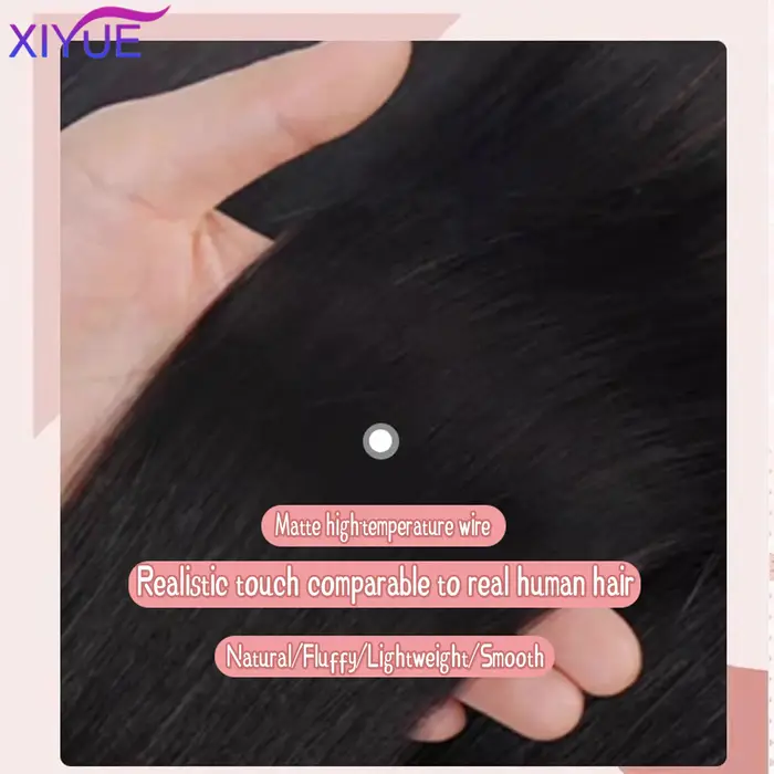XIYUE – perruques synthétiques longues et lisses avec frange, perruques noires de fête Cosplay Lolit