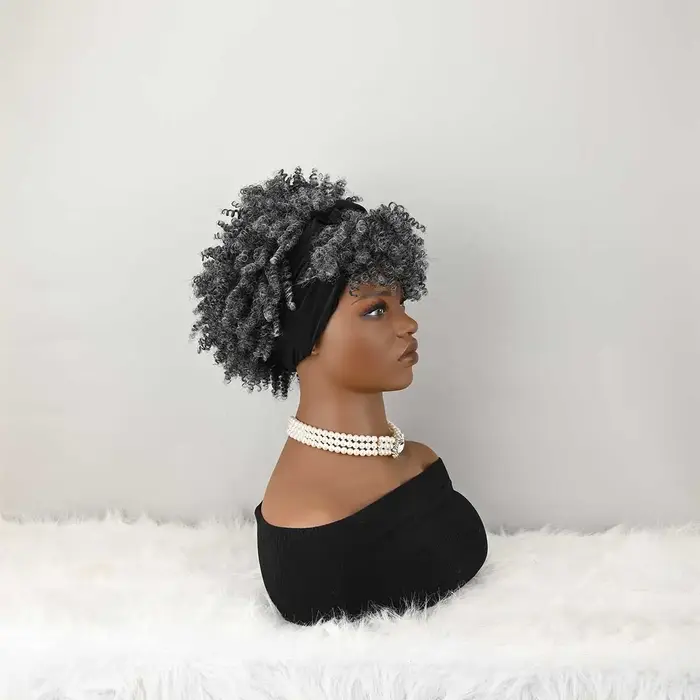 Perruque bandeau bouclée avec frange pour femme