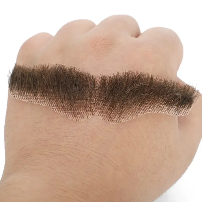 Moustache et barbe réalistes en cheveux humains pour hommes