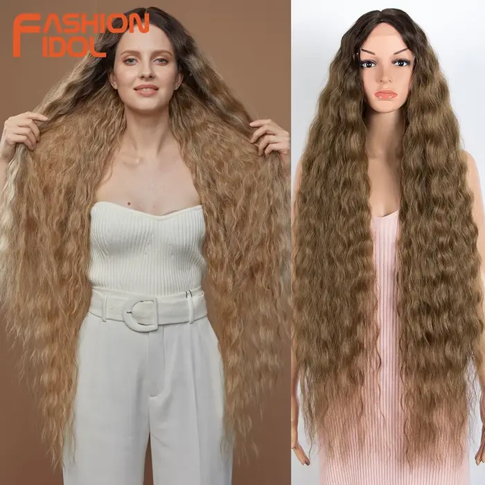 Perruques synthétiques Cosplay vague lâche cheveux avant de lacet