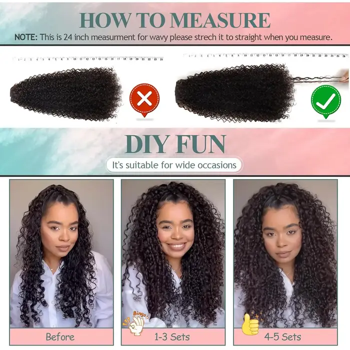 Extensions de cheveux bouclés à clipser pour femmes