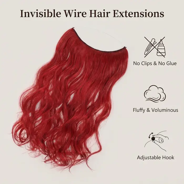 Extensions de cheveux synthétiques invisibles de 26 pouces