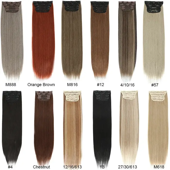 Extensions à clipser lisses ombrées brunes 26 pouces 200 grammes 12 #
