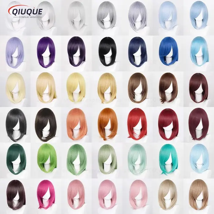 Perruque Anime Cosplay avec frange basique moyenne