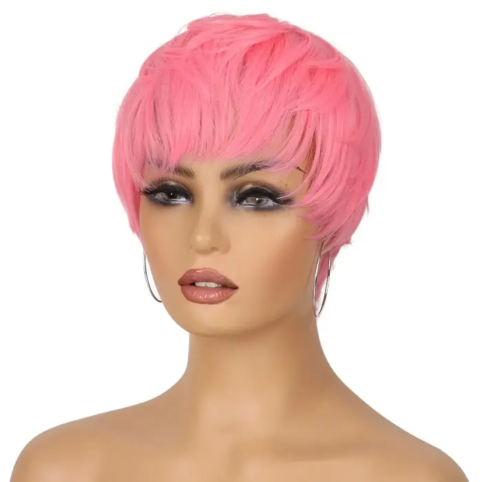 Perruques Pixie blondes platine pour dos femmes
