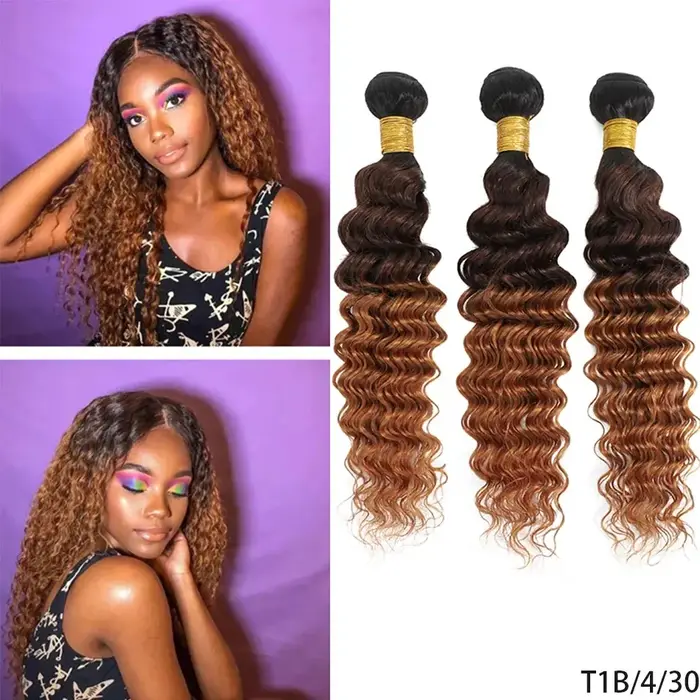 Extensions de cheveux humains brésiliens ombrés Black Pear 1/3/4 pièces
