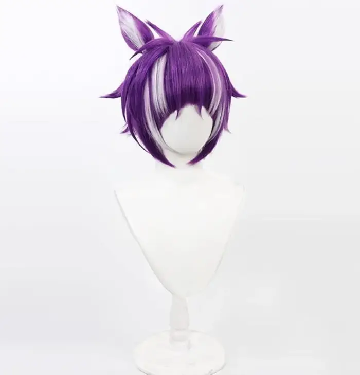 Perruque torsadée du pays des merveilles Cheshire Cat, perruque violette pour cosplay, anime, fête d'halloween