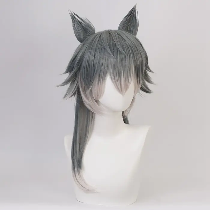 Perruque de Cosplay Anime BEASTARS Legoshi avec oreilles de loup, bêtes personnalisées, dégradé de couleurs, perruques de cheveux résistantes à la chaleur + bonnet de perruque