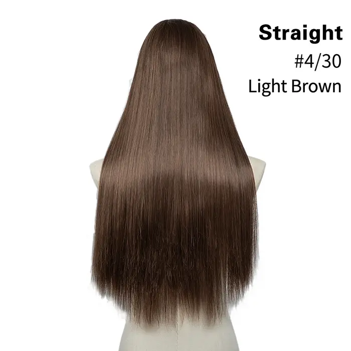 Extension de cheveux à clipser synthétique droite de qualité supérieure pour femme, postiches blonde