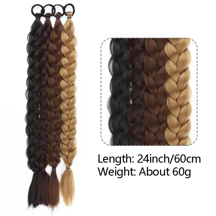 Extensions de queue de cheval tressées synthétiques postiche Blonde longue