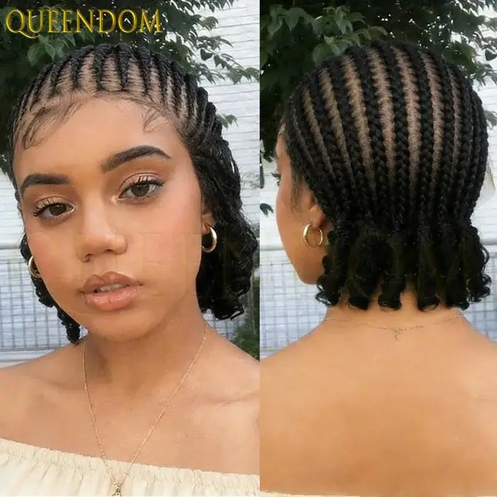 Perruque synthétique courte tressée Bob