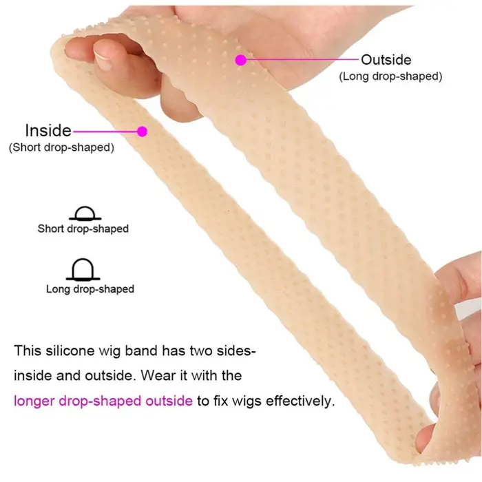 Bande de poignée de perruque en silicone réglable