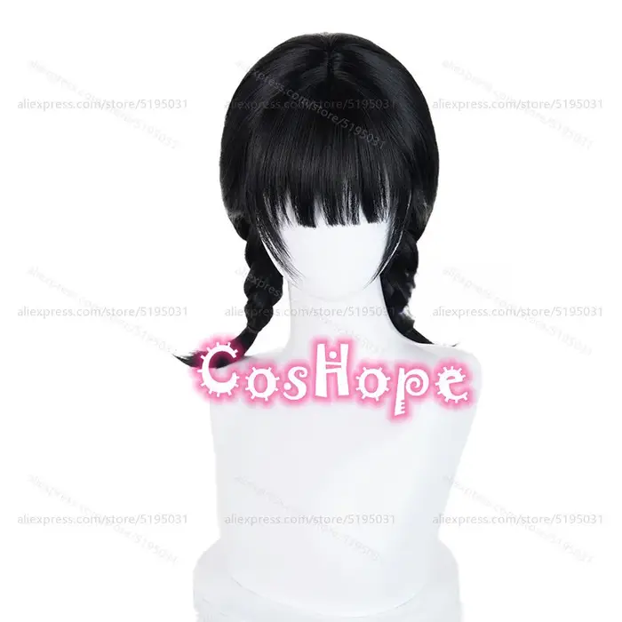 Sua – perruque de Cosplay synthétique courte pré tressée noire de 45cm
