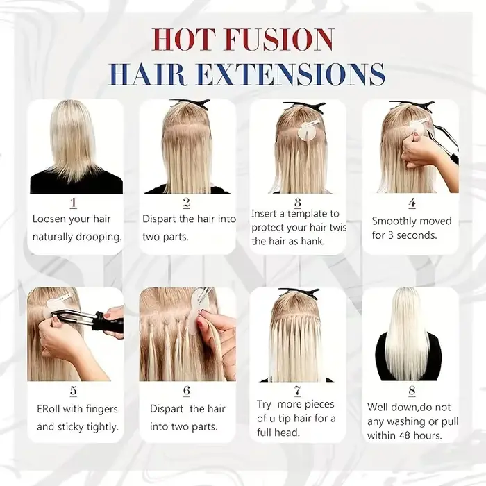 U pointe cheveux kératine Extensions