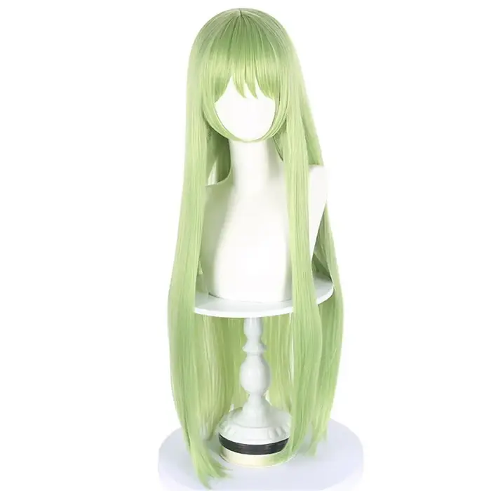 Perruque synthétique longue et droite de haute qualité, verte, pour cosplay de personnage de bande d