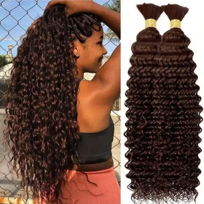 Cheveux humains en vrac pour tressage 2 paquets vague profonde Extensions de cheveux humains tressag