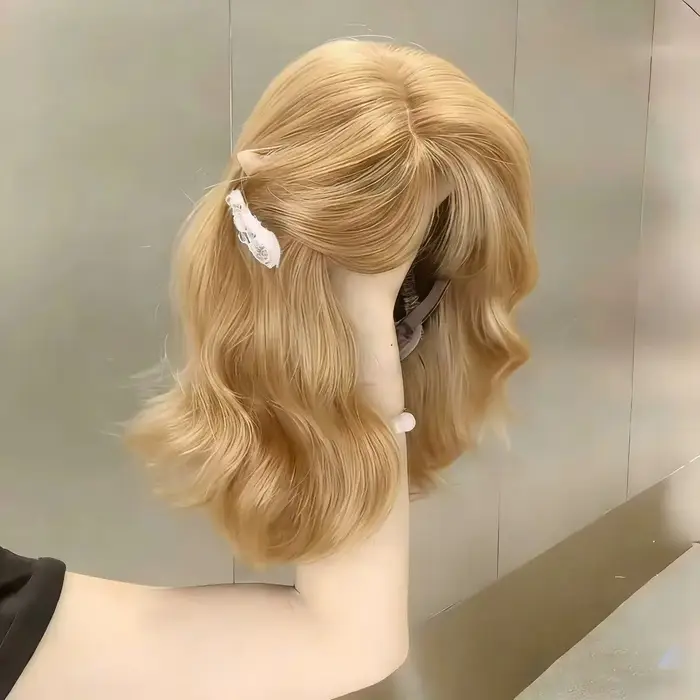 Perruque synthétique courte pour femme, style coréen, bouclée effet laine, texture jeune et volumine