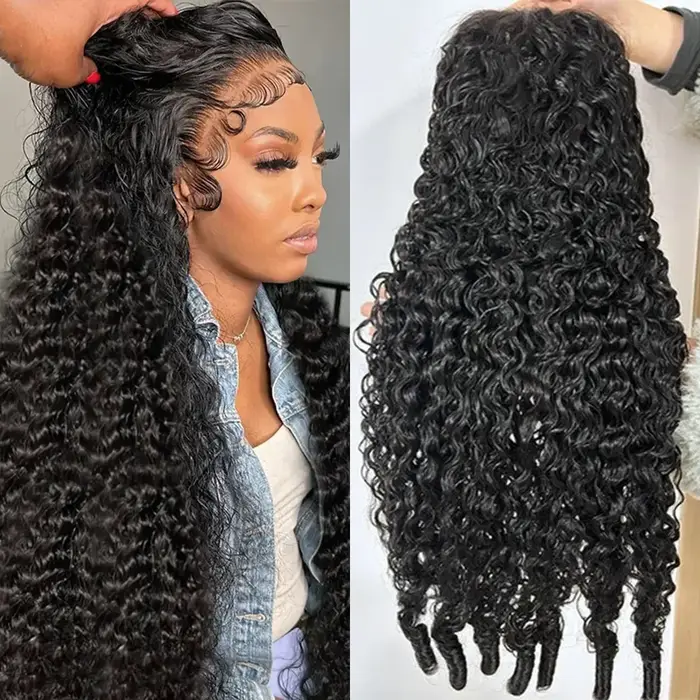 Perruque de cheveux humains bouclés birmans de 40 à 46 pouces, perruque frontale en dentelle HD 13x4