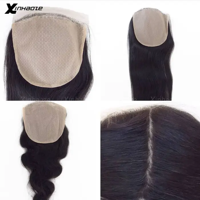 # 4 fermeture de Base en soie j5x5 brun foncé fermeture de cheveux humains brésiliens fermeture de v