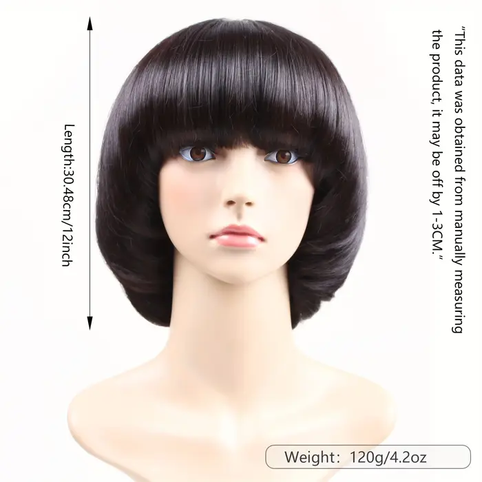 Perruque champignon Bob courte pour femmes à la mode avec boucles intérieures, fibre synthétique, sans dentelle, perruque complète