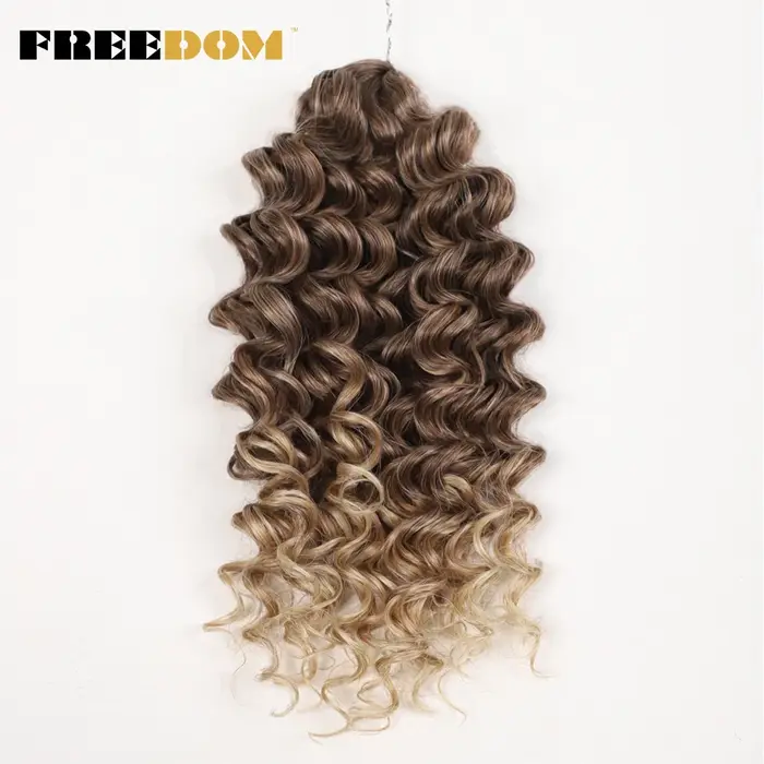 FREEDOM synthétique vague bouclée tressage Extensions de cheveux 12 pouces profond bouclés tresse