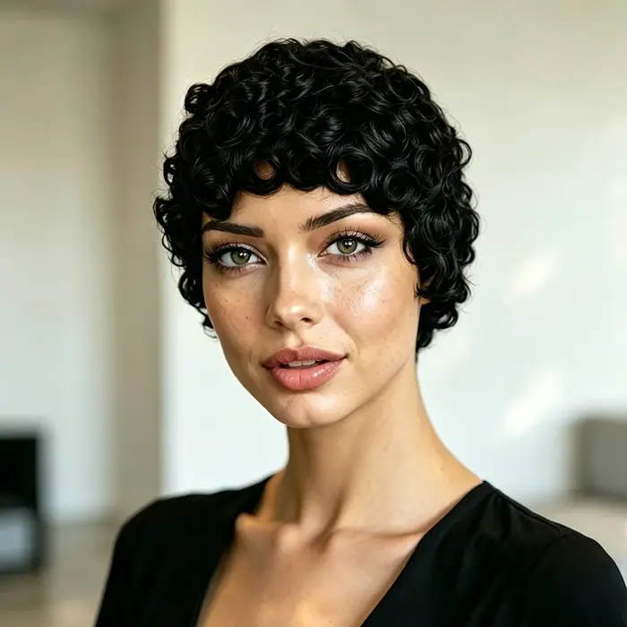 Perruque courte afro bouclée en cheveux humains pour femmes