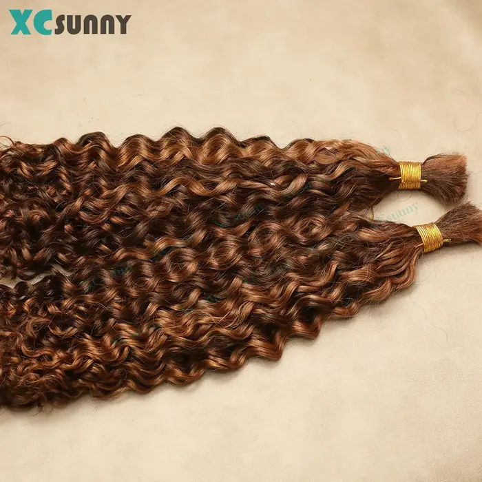 Couleur 4 30 cheveux humains en vrac pour tresser Extensions