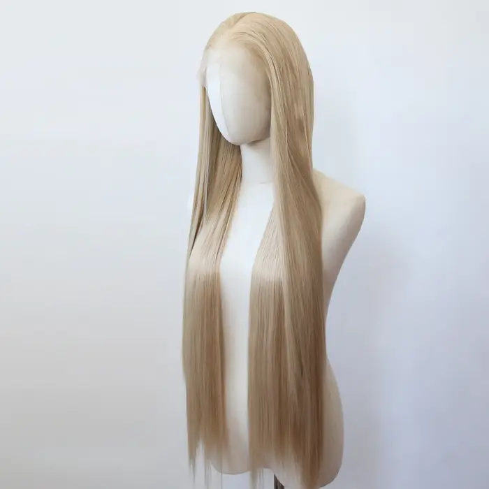Perruque Lace Front Wig synthétique marron lin 40 pouces
