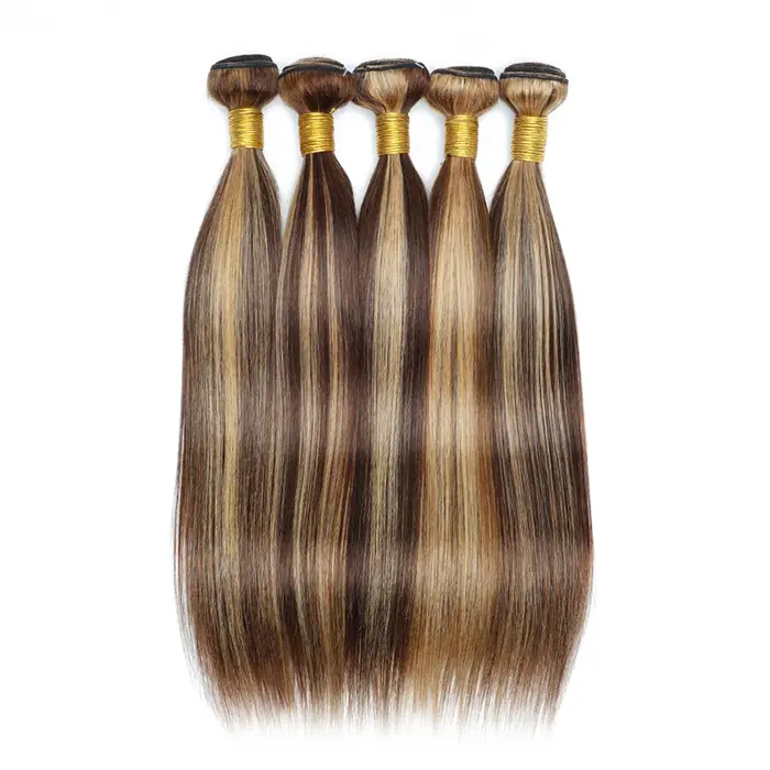 KissHair 60 grammes P4/27 mettre en évidence les paquets de cheveux humains 10 à 22 pouces pré-color