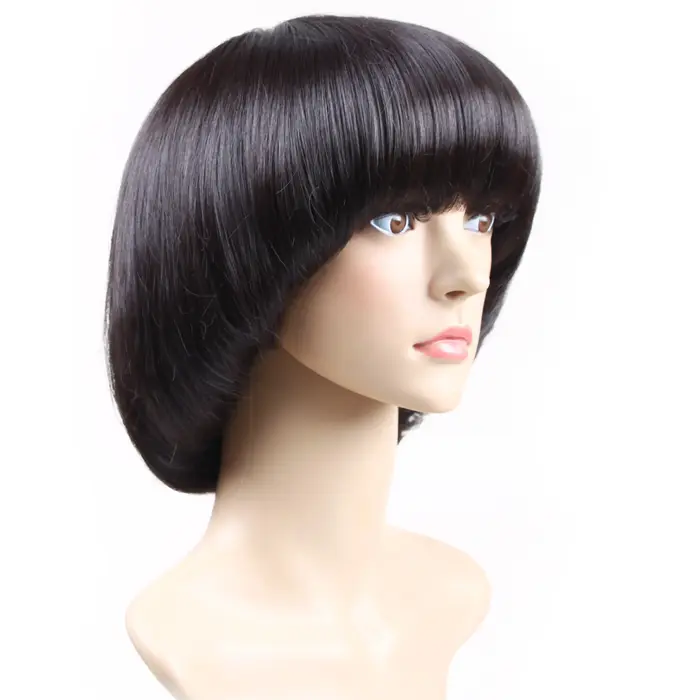 Perruque champignon Bob courte pour femmes à la mode avec boucles intérieures, fibre synthétique, sans dentelle, perruque complète