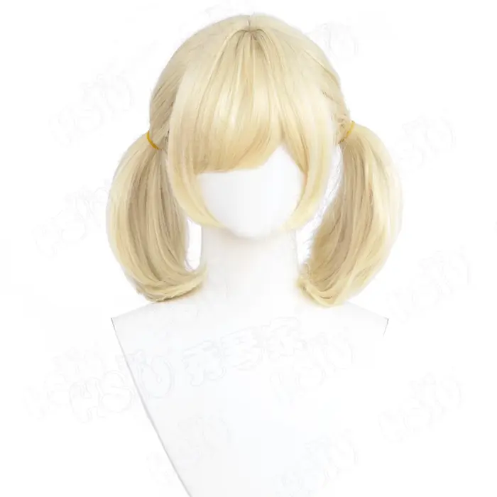 Shigure Ui-Perruque de Cosplay en Fibre Synthétique Ultraviolette, Double Queue de Cheval Jaune, Cou