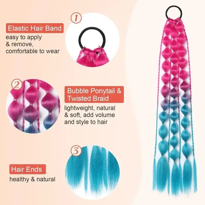 Extensions de cheveux colorées de 20 pouces