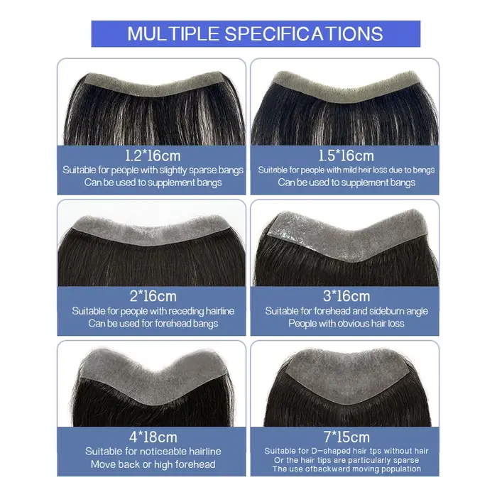 15cm 100% cheveux humains toupet droit Style V ligne