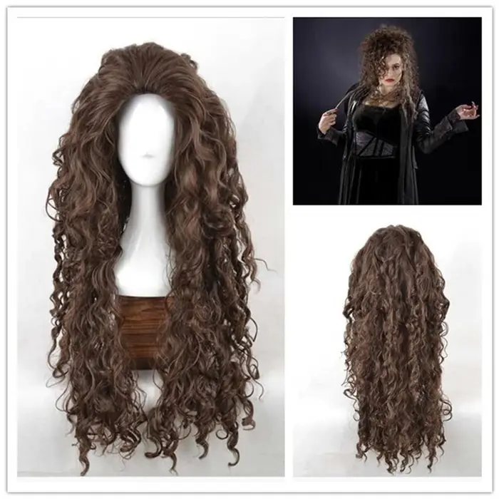 Perruques Synthétiques sulfet Ondulées Brun pour Costume de Cosplay
