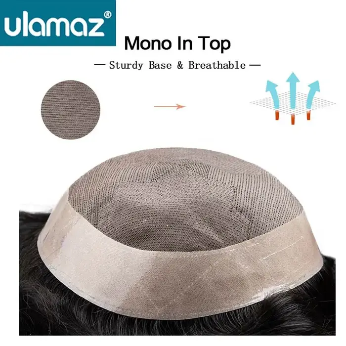 Mono toupet cheveux hommes capillaire mâle cheveux prothèse Durable Mono hommes perruques cheveux hu